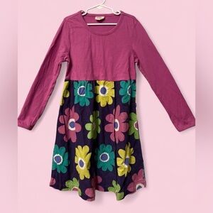 Mini Boden Pink Purple Long Sleeve Flower Print Floral Dress Girls Sz 9–10Y
